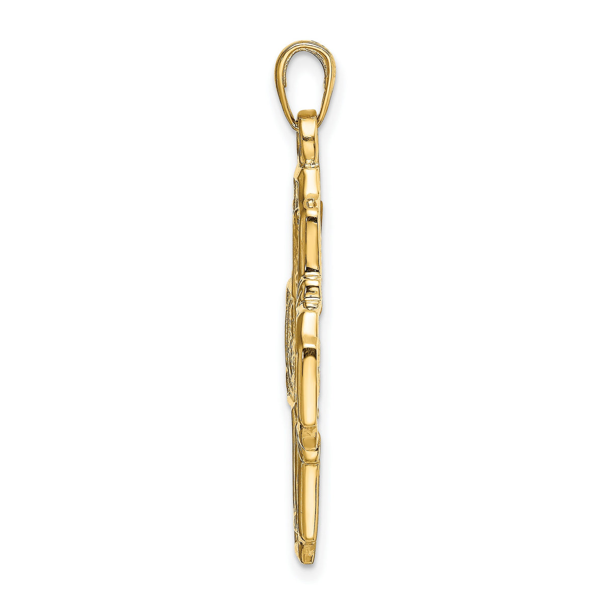 10k Yellow Gold Four-Way Catholic Cross Pendant with Sacred Heart and Saints