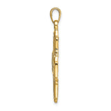 10k Yellow Gold Four-Way Catholic Cross Pendant with Sacred Heart and Saints