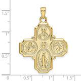 10k Yellow Gold Four-Way Catholic Cross Pendant with Sacred Heart and Saints