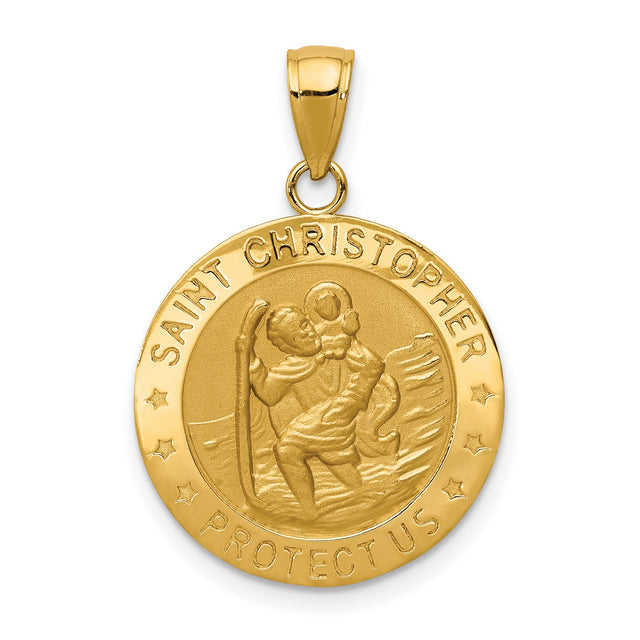 Saint Christopher Medal Charm Pendant in Real 10k Yellow Gold