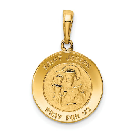 10k Yellow Gold Saint Joseph Pendant Medal, Religious Catholic Charm for Men and Women