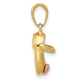 10k Two-Tone Gold Baby Shoe Pendant with Rose Gold Heart Detail, Motherhood Symbol
