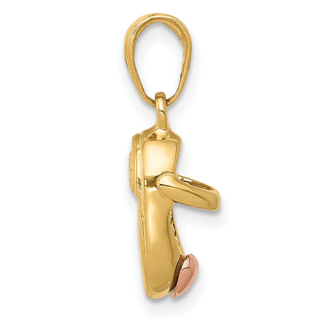 10k Two-Tone Gold Baby Shoe Pendant with Rose Gold Heart Detail, Motherhood Symbol