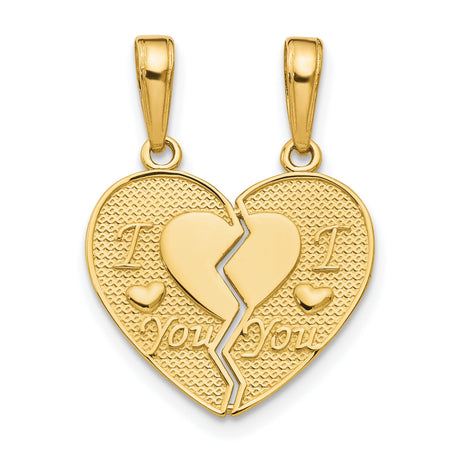 I LOVE YOU 2 Piece Break-A-Part Charm Pendant in Real 10k Yellow Gold