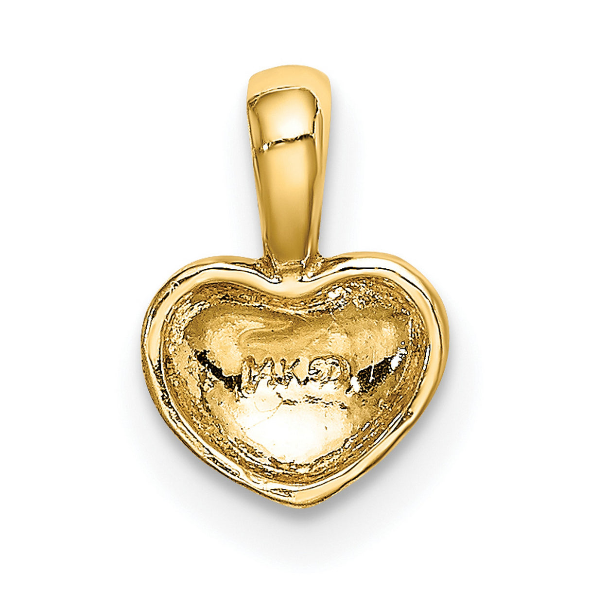 10k Yellow Gold Heart Pendant, Polished Puffed Charm with Smooth Finish for Women