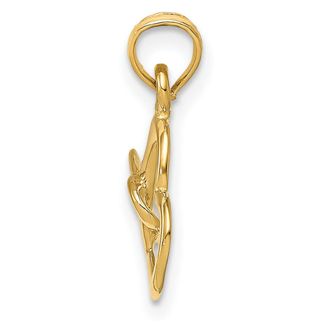 10k Yellow Gold Heart Pendant with Interlocking Open Hearts, Symbol of Love and Connection