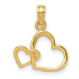 10k Yellow Gold Heart Pendant with Interlocking Open Hearts, Symbol of Love and Connection