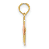 10k Two-Tone Gold Nana Pendant with Heart Accent, Yellow and Rose Gold Script Charm
