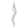 10k White Gold Horn Pendant, Italian Cornicello Talisman for Protection and Good Luck