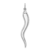 10k White Gold Horn Pendant, Italian Cornicello Talisman for Protection and Good Luck