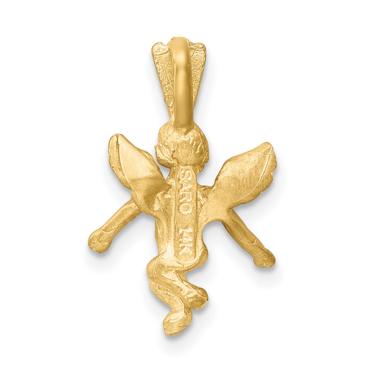 10k Yellow Gold Angel Pendant with Outstretched Wings, Cherub Design, Religious Theme