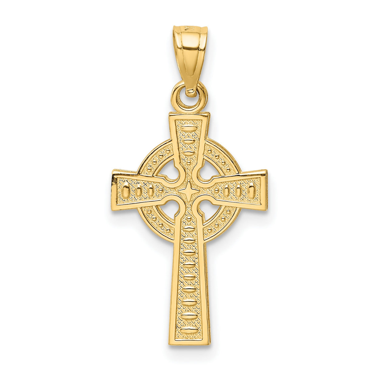 10k Yellow Gold Celtic Cross Pendant, Reversible Textured Religious Jewelry for Men and Women