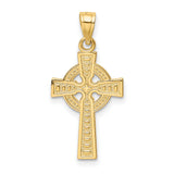 10k Yellow Gold Celtic Cross Pendant, Reversible Textured Religious Jewelry for Men and Women