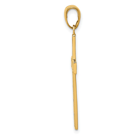 10k Yellow Gold Cross Pendant with Twisted Rope Design and Polished Finish for Men and Women