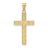 10k Yellow Gold Cross Pendant with Twisted Rope Design and Polished Finish for Men and Women