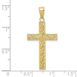 10k Yellow Gold Cross Pendant with Twisted Rope Design and Polished Finish for Men and Women