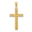 10k Yellow Gold Cross Pendant with Twisted Rope Design and Polished Finish for Men and Women