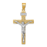 INRI Crucifix Charm Pendant in Real 10k Multi-Tone Gold