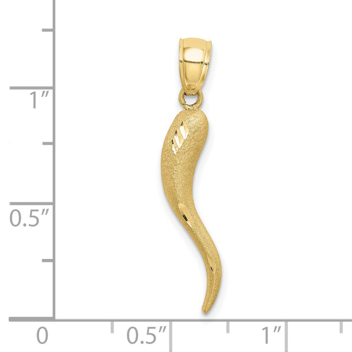 10k Yellow Gold Cornicello Pendant, Italian Horn Amulet for Evil Eye Protection