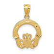 10k Yellow Gold Claddagh Pendant, Heart with Crown and Hands, Celtic Irish Symbol for Women
