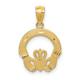 10k Yellow Gold Claddagh Pendant, Heart with Crown and Hands, Celtic Irish Symbol for Women