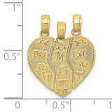 10k Yellow Gold Interlocking Heart Pendant, Breakaway Mom, Big Sis, Lil Sis Charms
