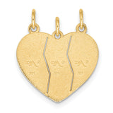 10k Yellow Gold Pendant Set with Break Apart Heart Charms, Big Sis, Sis, Lil Sis Theme