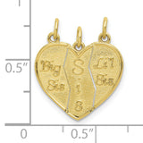 10k Yellow Gold Pendant Set with Break Apart Heart Charms, Big Sis, Sis, Lil Sis Theme