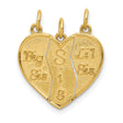 10k Yellow Gold Pendant Set with Break Apart Heart Charms, Big Sis, Sis, Lil Sis Theme