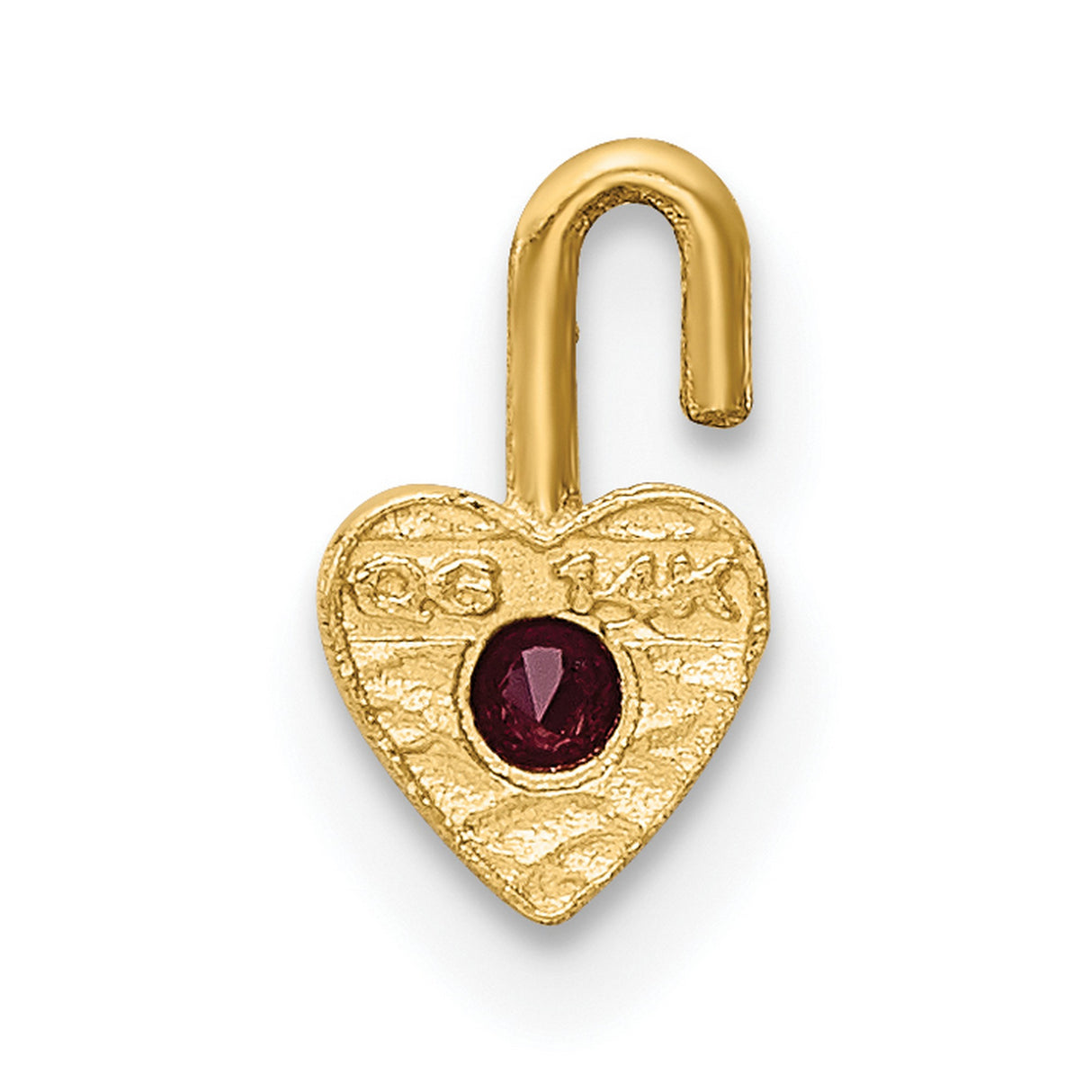 10k Yellow Gold Heart Pendant with Garnet Birthstone, Romantic Minimalist Jewelry for Women