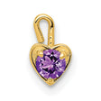 10k Yellow Gold Heart Pendant with Synthetic Amethyst, February Birthstone Jewelry for Women