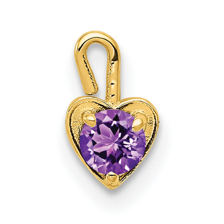 10k Yellow Gold Heart Pendant with Synthetic Amethyst, February Birthstone Jewelry for Women