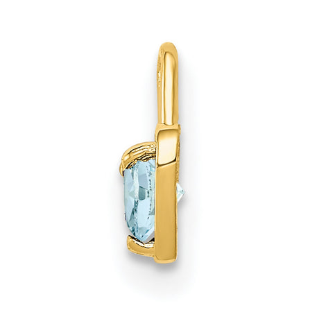 10k Yellow Gold Heart Shaped Pendant with Synthetic Birthstone, Romantic Jewelry