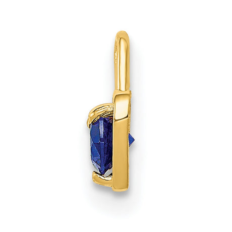 10k Yellow Gold Heart Pendant with Synthetic Blue Birthstone, Romantic Jewelry for Women