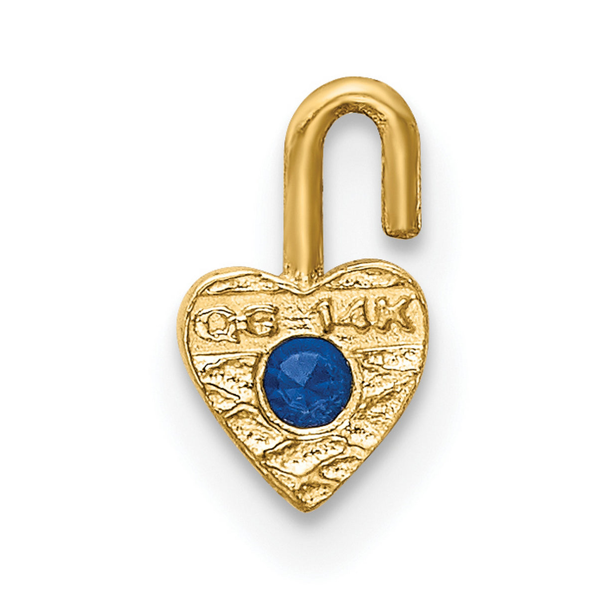 10k Yellow Gold Heart Pendant with Synthetic Blue Birthstone, Romantic Jewelry for Women
