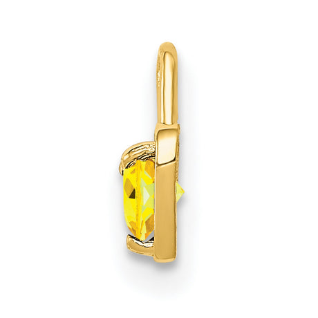 10k Yellow Gold Heart Pendant with Synthetic Yellow Gemstone, November Birthstone Charm