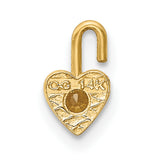 10k Yellow Gold Heart Pendant with Synthetic Yellow Gemstone, November Birthstone Charm
