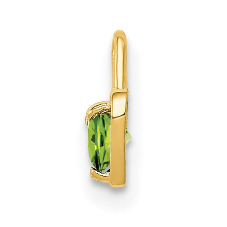 10k Yellow Gold Heart Pendant with Synthetic Peridot, August Birthstone Jewelry for Women