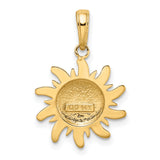 10k Yellow Gold Sun Face Pendant, Stylized Cosmic Design, Celestial Talisman for Women or Unisex Wear