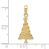 10k Yellow Gold Christmas Tree Pendant with Star and Ornament Details, Holiday Theme