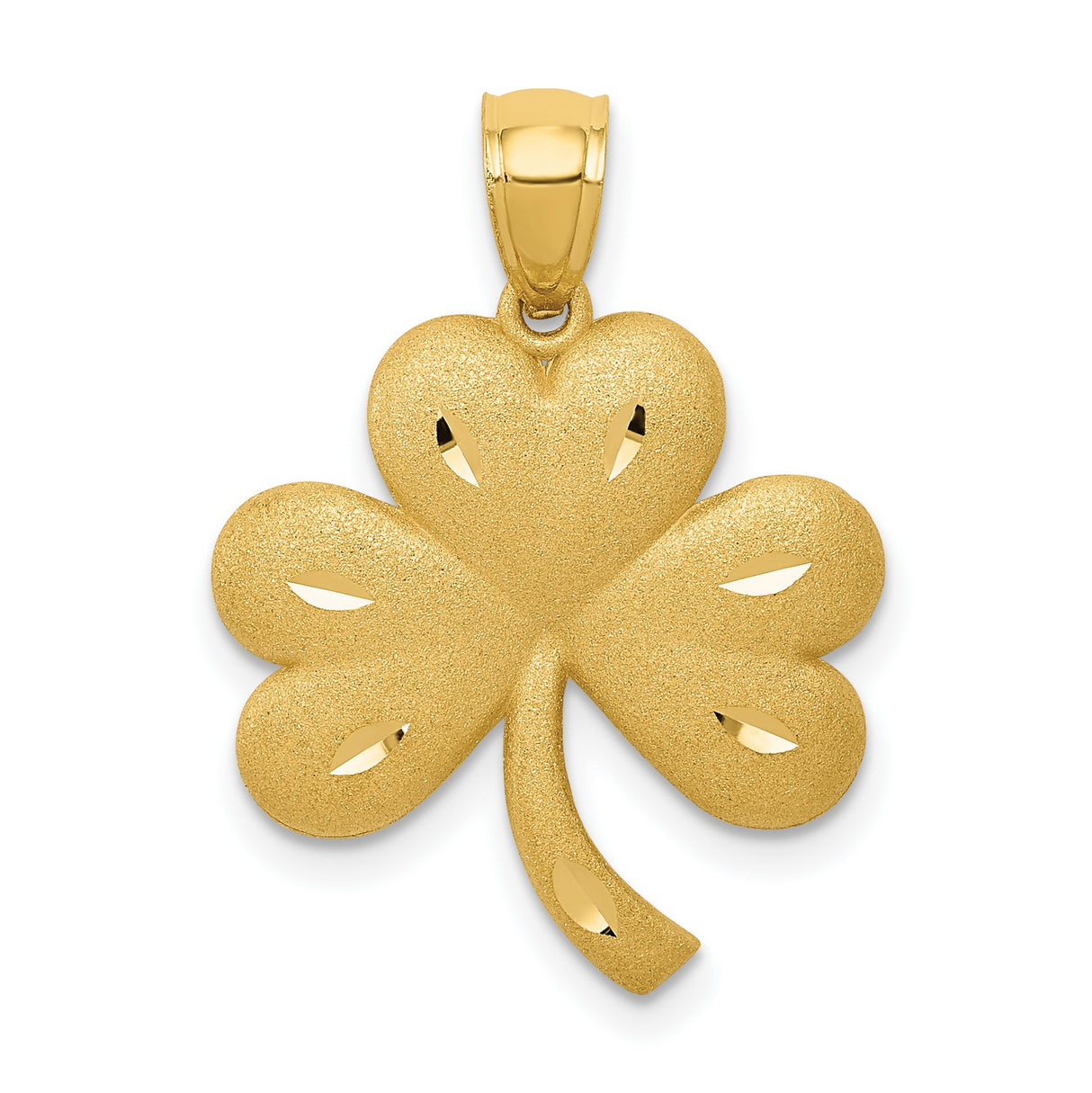 Shamrock Charm Pendant in Real 10k Yellow Gold