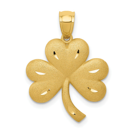 Shamrock Charm Pendant in Real 10k Yellow Gold