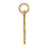 10k Yellow Gold Number 0 Pendant Charm with Diamond-Cut Design and Polished Finish