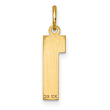 10k Yellow Gold Number One Pendant Charm with Textured Surface and Polished Edges, Unisex