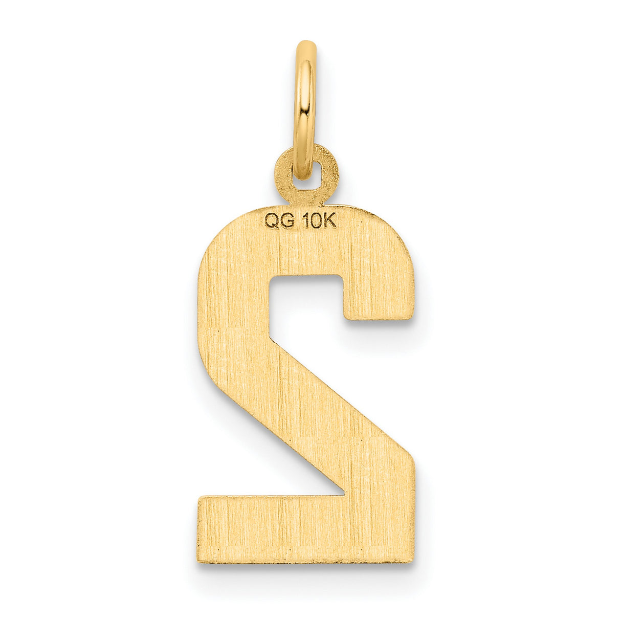 Casted Medium Diamond-cut Number 2 Charm Pendant in Real 10k Yellow Gold