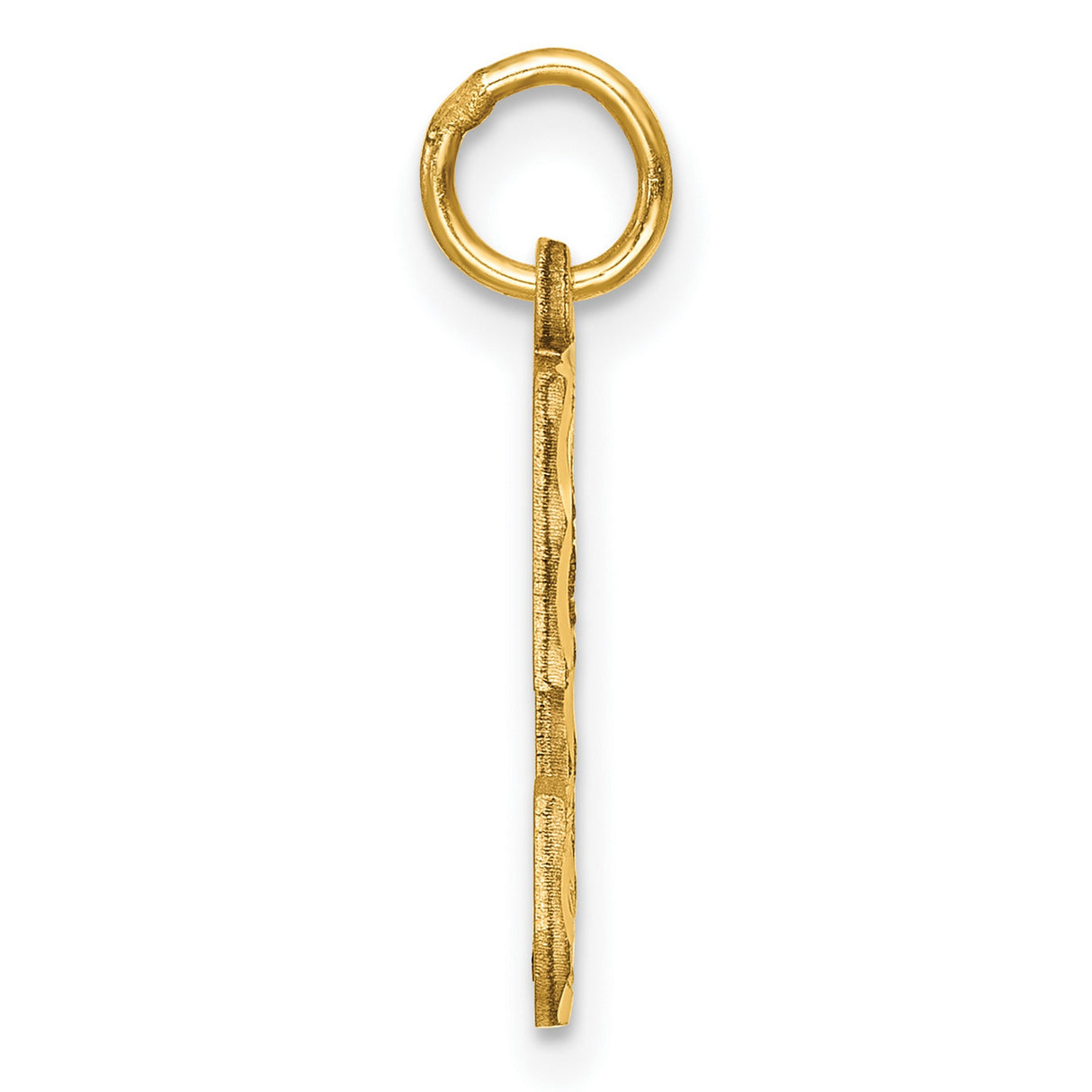 10k Yellow Gold Number 5 Pendant with Textured and Polished Finish