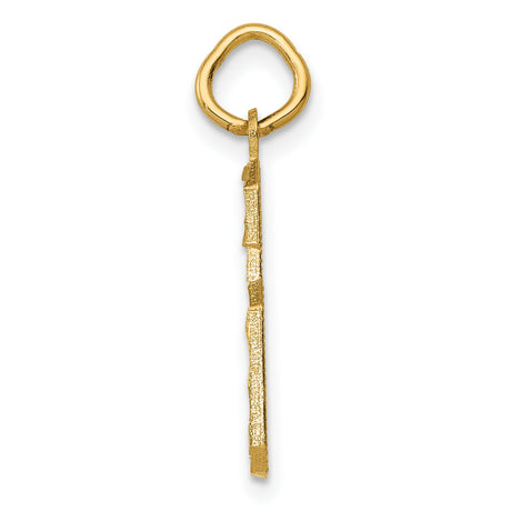 10k Yellow Gold Number 6 Pendant Charm, Beveled Textured Design, Unisex Jewelry