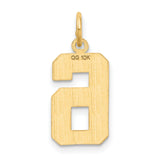 10k Yellow Gold Number 6 Pendant Charm, Beveled Textured Design, Unisex Jewelry
