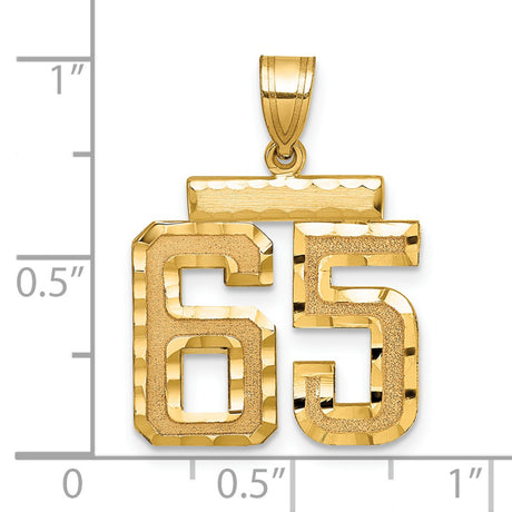 Medium Diamond-cut Number 65 Charm Pendant in Real 10k Yellow Gold