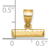 10k Yellow Gold Bar Pendant Charm, Textured and Polished Minimalist Design, Unisex